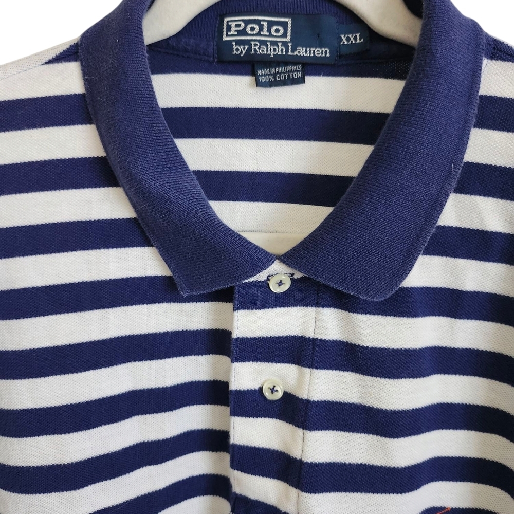 Polo by Ralph Lauren Golf Polo Navy and White Striped Classic XXL